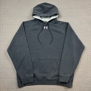 Under Armour Hoodie Men's Medium Black Loose Center Logo Sportswear Workout